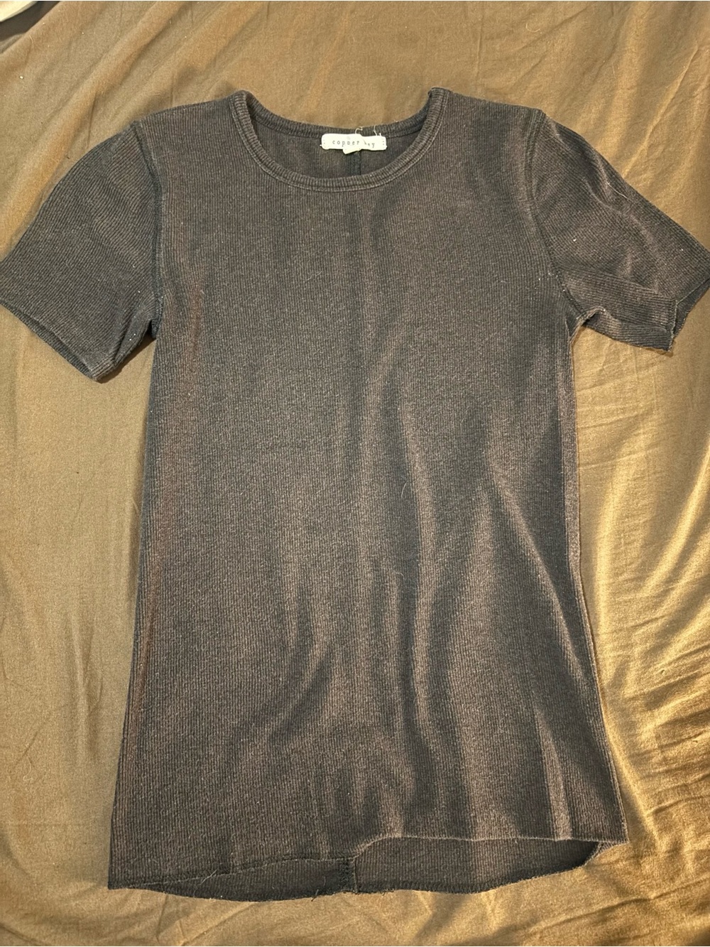 cooper & ella Charcoal Metallic Short Sleeve Knit Tee
